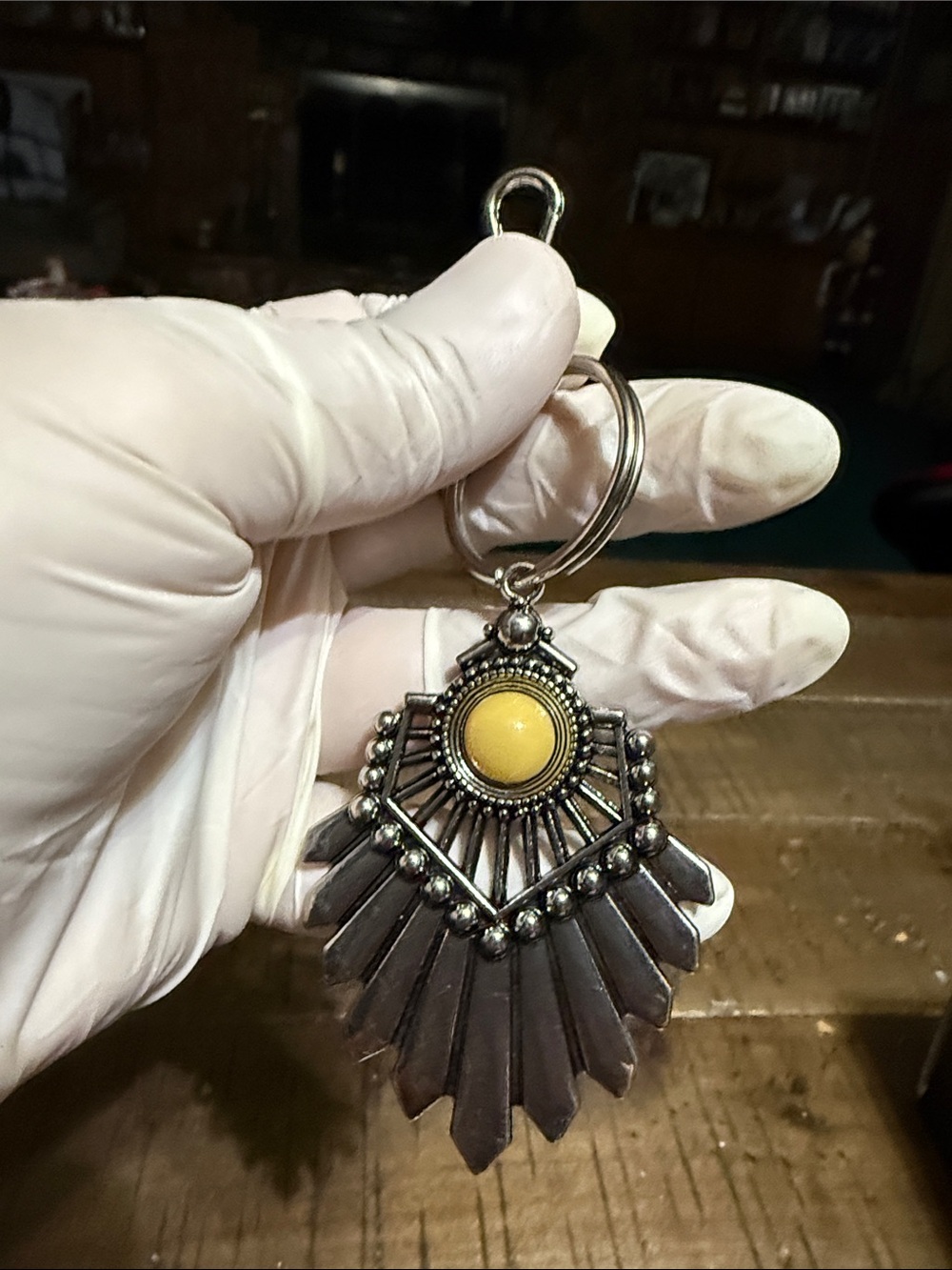 Bohemian Sunburst Keychain - Yellow Accent